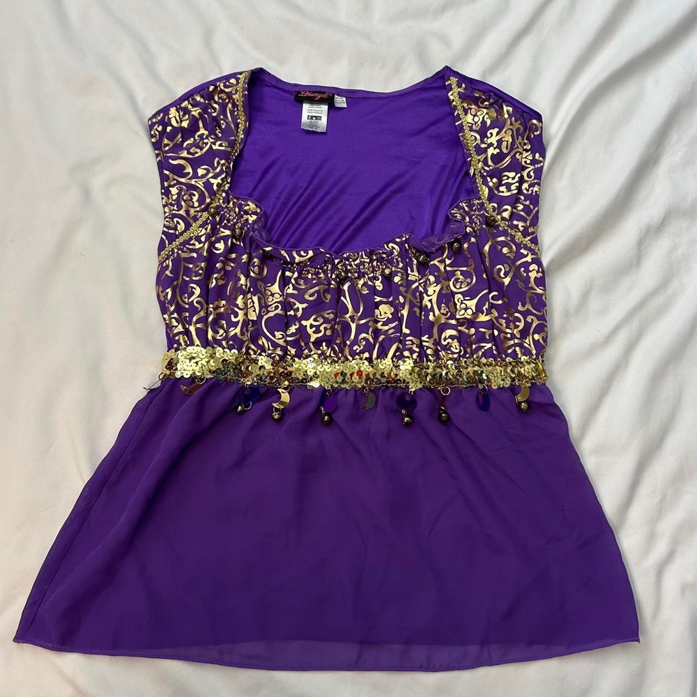Y2k Dreamgirl Beaded Purple And Gold Blouse